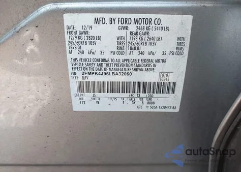 2020 Ford Edge Sel z USA, uszkodzony, nr VIN 2FMPK4J96LBA32060